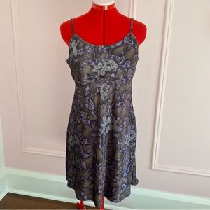 La Vie En Rose Floral Dress, Satin Chemise, Grey/Violet, Adjustable Straps, US M